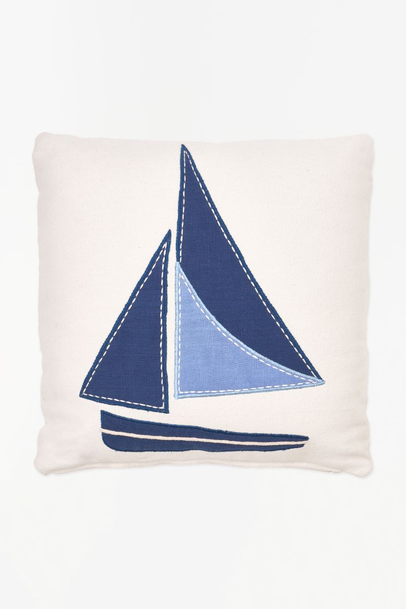 Batela Applicated Sailing Boat Pillow - Thumbnail 3